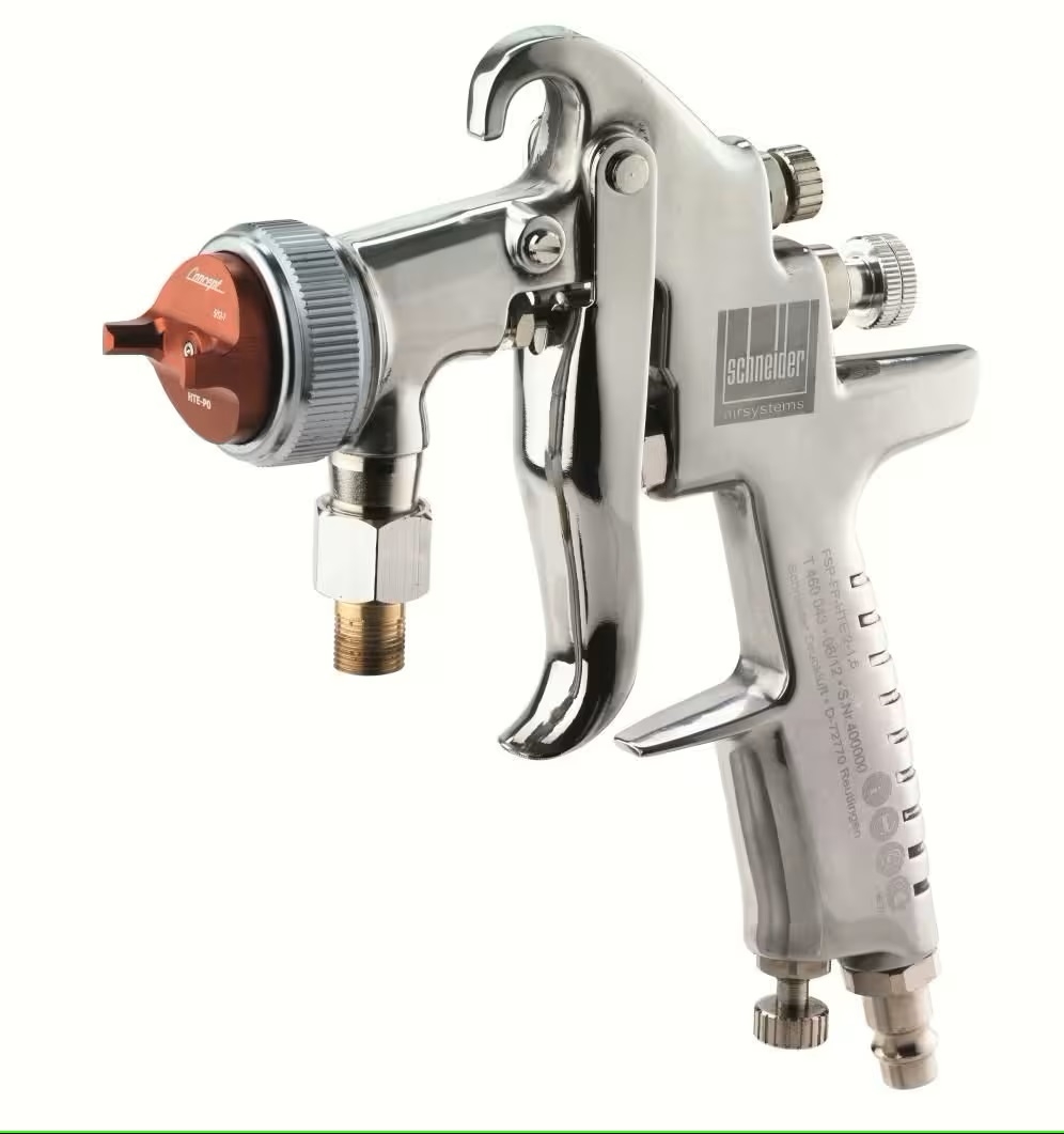 Handliche Farbspritzpistole für präzises und gleichmäßiges Auftragen von Farbe, Lacken und Lasuren auf verschiedene Oberflächen.