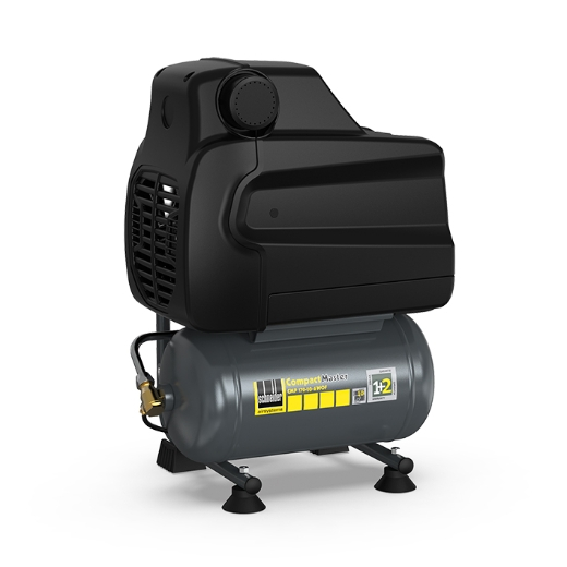 Kleiner, tragbarer 6 Liter Kompressor für Werkstatt, Heimgebrauch oder mobile Anwendungen; leicht, kompakt und ideal für kleinere Druckluftarbeiten.