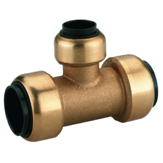 T-Steckverbinder TS aus robustem Kunststoff oder Metall zur einfachen Verbindung von drei Schläuchen in Druckluft- und Pneumatikleitungen.