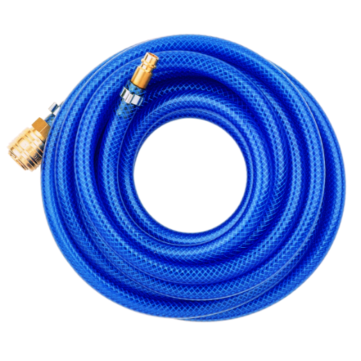 Blauer PVC-Gewebeschlauch mit hoher Flexibilität und Stabilität, ideal für Druckluft-, Wasser- und Industrieleitungen.