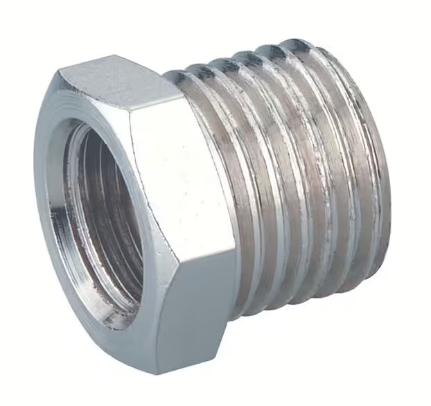 Robustes Reduzierstück aus Metall oder Kunststoff zur Verbindung von Rohren oder Schläuchen unterschiedlicher Durchmesser, sorgt für dichte und stabile Anschlüsse in Druckluft- und Flüssigkeitssystemen.