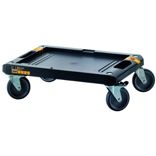 Robustes Rollbrett mit vier Lenkrollen, ideal zum einfachen Transport von schweren Werkzeugen, Maschinen oder Werkstücken in Werkstatt und Garage.