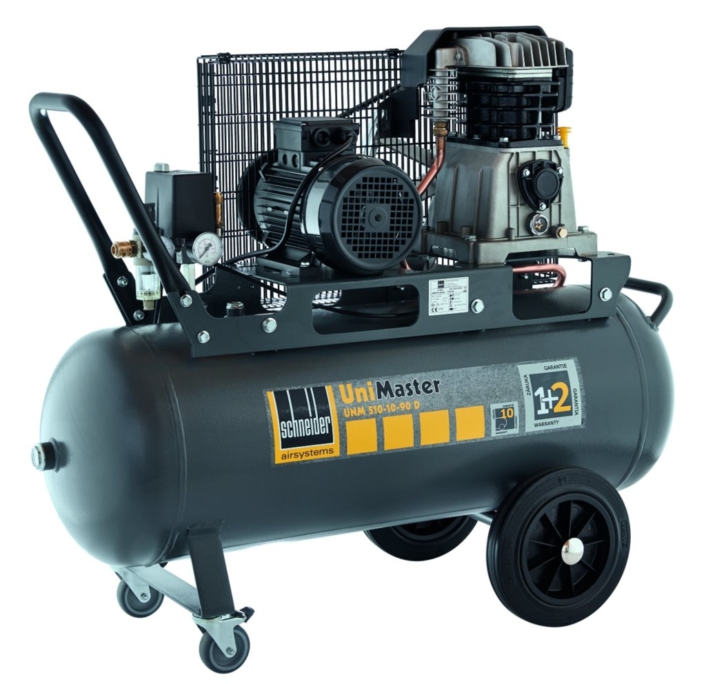 Leistungsstarker UNM 510-10-90 D Kompressor für zuverlässige Druckluftversorgung in Werkstatt und Industrie.