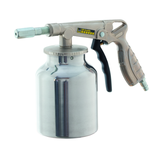 Robuste Strahlpistole für präzises Entfernen von Rost, Farbe und Verschmutzungen auf Metall, Holz und anderen Oberflächen.