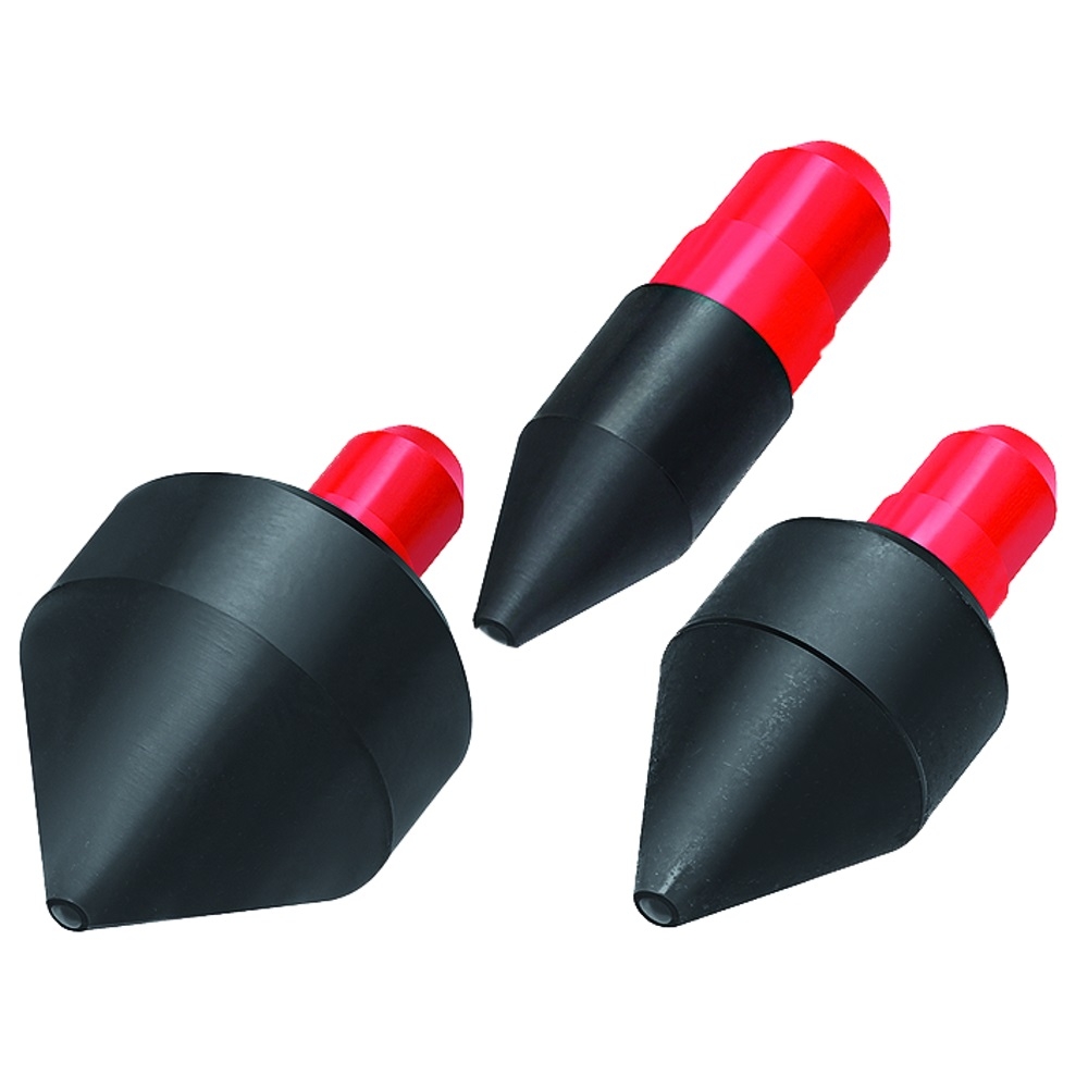 Set aus Gummidüsen in den Größen 14, 25 und 36 mm, ideal für präzises Auftragen oder Verteilen von Flüssigkeiten und Luft in Werkstatt und Industrie.