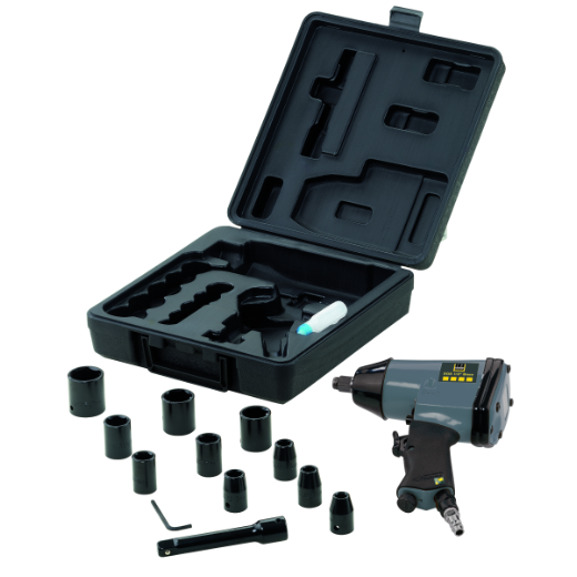 1/2" Schlagschrauber für schnelles und effizientes Lösen und Anziehen von Schrauben und Muttern; ideal für Werkstatt- und Industrieeinsätze.