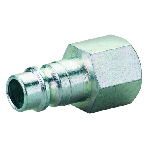 Metall-Stecknippel aus Stahl mit Innengewinde, ideal für sichere Verbindungen in Rohr- und Schlauchsystemen.