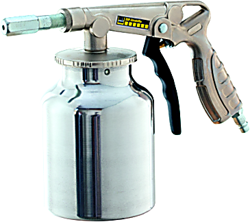 Strahlpistole aus robustem Material, ideal zum Entfernen von Schmutz, Rost oder Farbe mit Druckluftunterstützung.