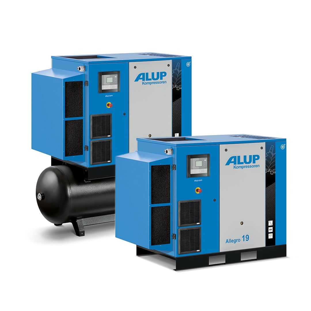 Schraubenkompressor ALLEGRO 15+ mit 12,5 bar, Ausführung 400/50 AD, leistungsstark für industrielle Druckluftanwendungen