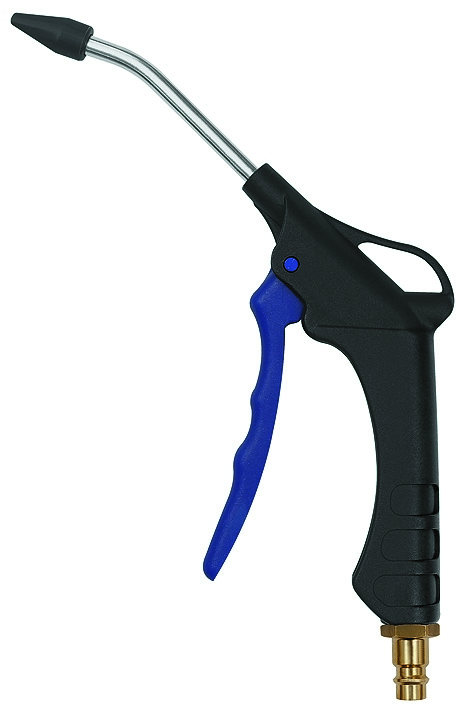 Robuste Ausblaspistole mit Schutzkappe für sicheres Entfernen von Staub und Schmutz an Maschinen und Werkstücken.