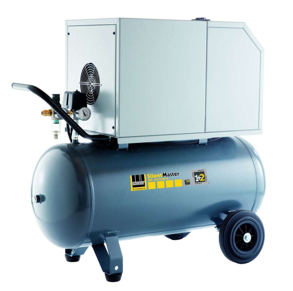 Mobiler Kompressor SEM 330-10-90 W mit stabilem Kessel, geeignet für professionelle Anwendungen in Werkstatt und Handwerk.