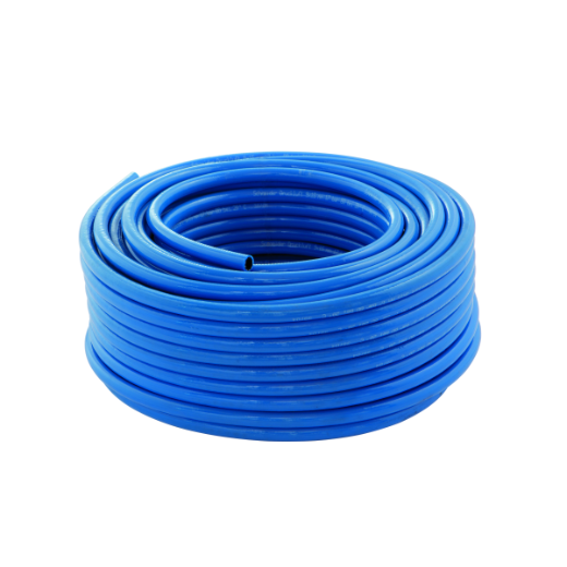 Abbildung eines PVC-Gewebeschlauchs, der durch seine verstärkte Gewebestruktur besonders robust und flexibel ist, ideal für Luft-, Wasser- oder Chemikalienleitungen in Industrie und Handwerk.