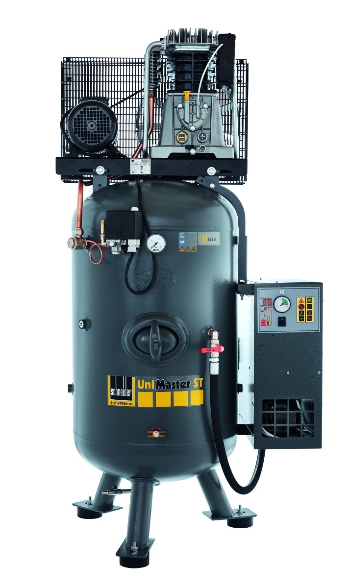 Kompressor UNM STS mit robustem Motor und großem Druckluftbehälter, ideal für Werkstatt, Handwerk und industrielle Einsätze.