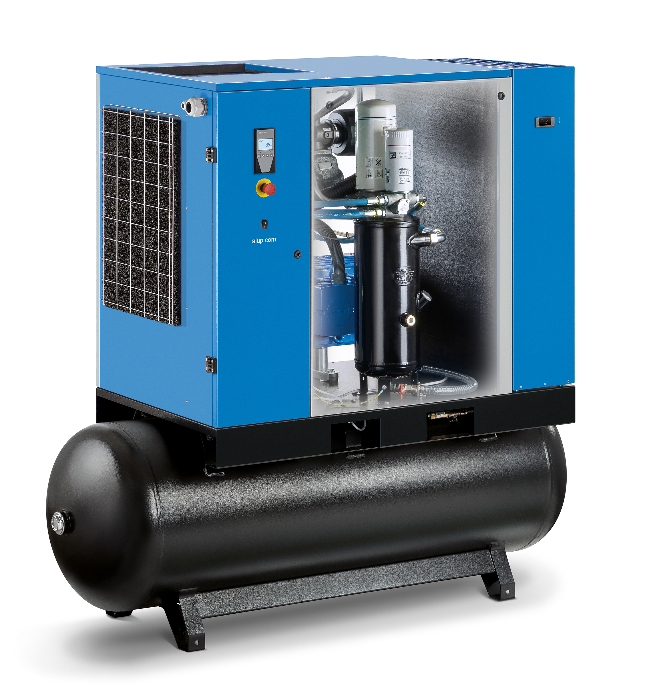 Abbildung des Schraubenkompressors SCK 8-10 270 PLUS 400/3/50-AD, einem robusten, öleingespritzten Kompressor für industrielle Anwendungen mit hoher Luftförderleistung und zuverlässigem Dauerbetrieb.