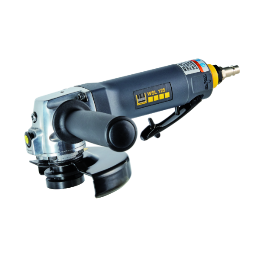 Abbildung eines Winkelschleifers, eines handgeführten Elektrowerkzeugs, das für Trenn-, Schleif- und Polierarbeiten an Metall, Stein und anderen Materialien eingesetzt wird.