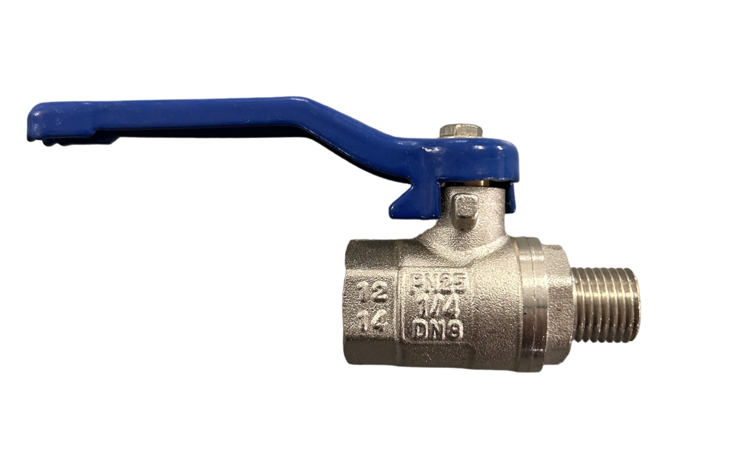 Robuster Kugelhahn R 3/8" mit Innen- und Außengewinde für präzise Steuerung des Durchflusses in Druckluft- und Flüssigkeitssystemen.