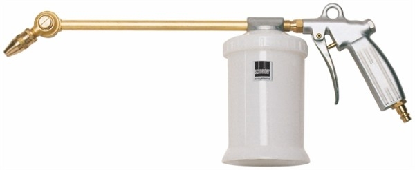Sprühpistole für gleichmäßiges Auftragen von Farbe, Lack oder Beschichtungen; ergonomischer Griff und Druckluftanschluss für professionelle Ergebnisse in Werkstatt und Heimgebrauch.