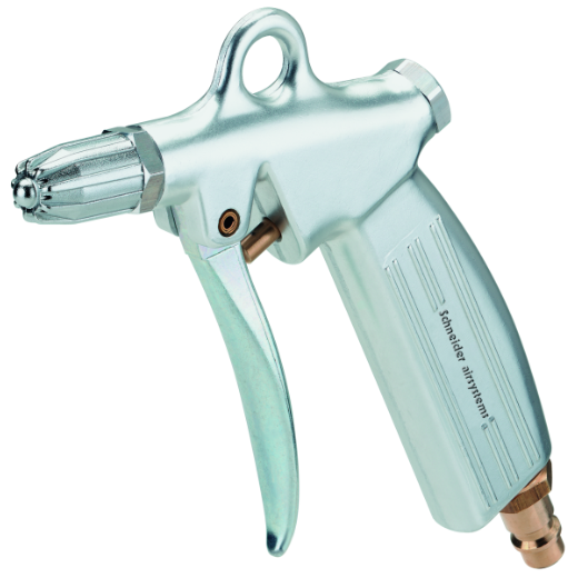 Ausblaspistole mit spezieller Sicherheitsdüse für geräuscharmes und sicheres Abblasen von Staub und Schmutz.