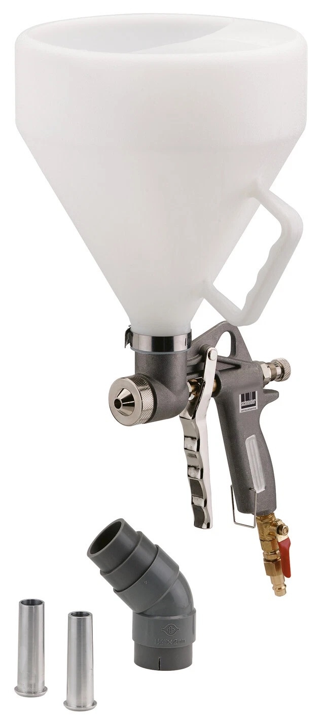 Abbildung einer Trichter-Spritzpistole TSP, ideal für Lackier- und Beschichtungsarbeiten, ermöglicht gleichmäßiges Auftragen von Farbe oder Lack auf Oberflächen.