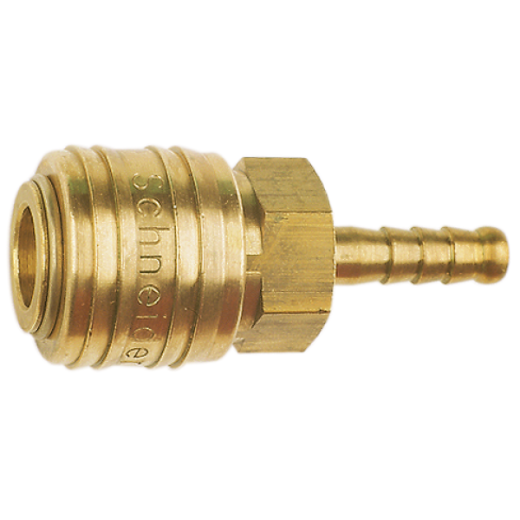 Robuste Einhandkupplung aus Metall oder Kunststoff, ermöglicht schnelles und sicheres Verbinden und Trennen von Druckluft- oder Wasserschläuchen mit nur einer Hand.