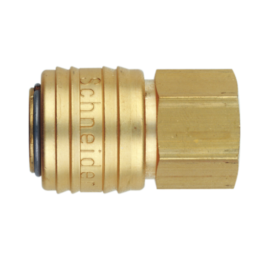 Robuste Einhandkupplung mit Innengewinde für einfachen und sicheren Anschluss von Druckluftschläuchen in Werkstatt und Industrie.