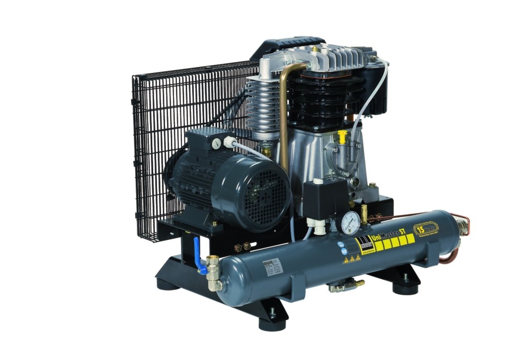 Abbildung des Kompressors UNM STB 660-10-10 mit robustem Kessel und stabilem Aufbau, geeignet für professionelle Druckluftanwendungen in Werkstatt und Industrie.