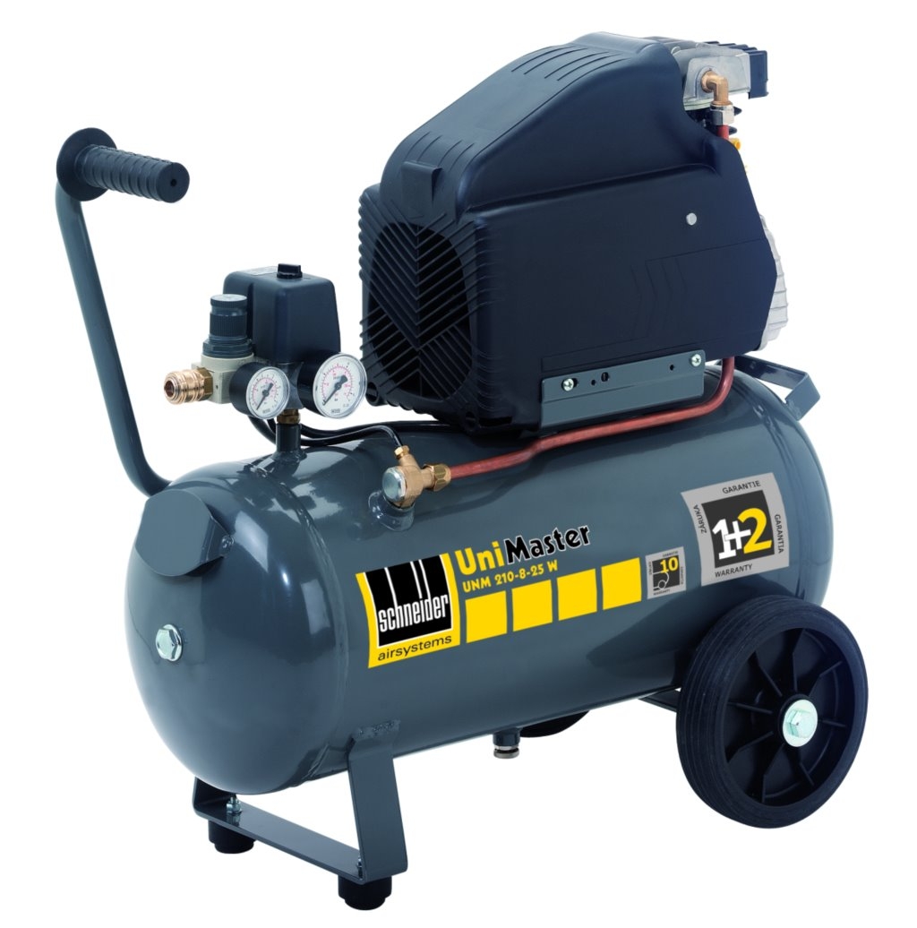 Mobiler Kompressor UNM 210-8-25 W, ideal für Werkstatt und Handwerk, bietet stabile Druckluftleistung für verschiedene Anwendungen.