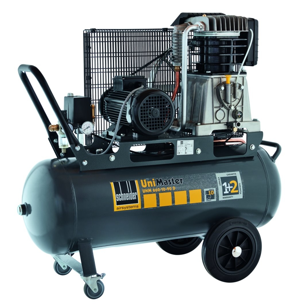Kompressor UNM 660-10-90 D mit großem 90-Liter-Behälter, 10 bar Arbeitsdruck und leistungsstarkem Antrieb für den professionellen Einsatz