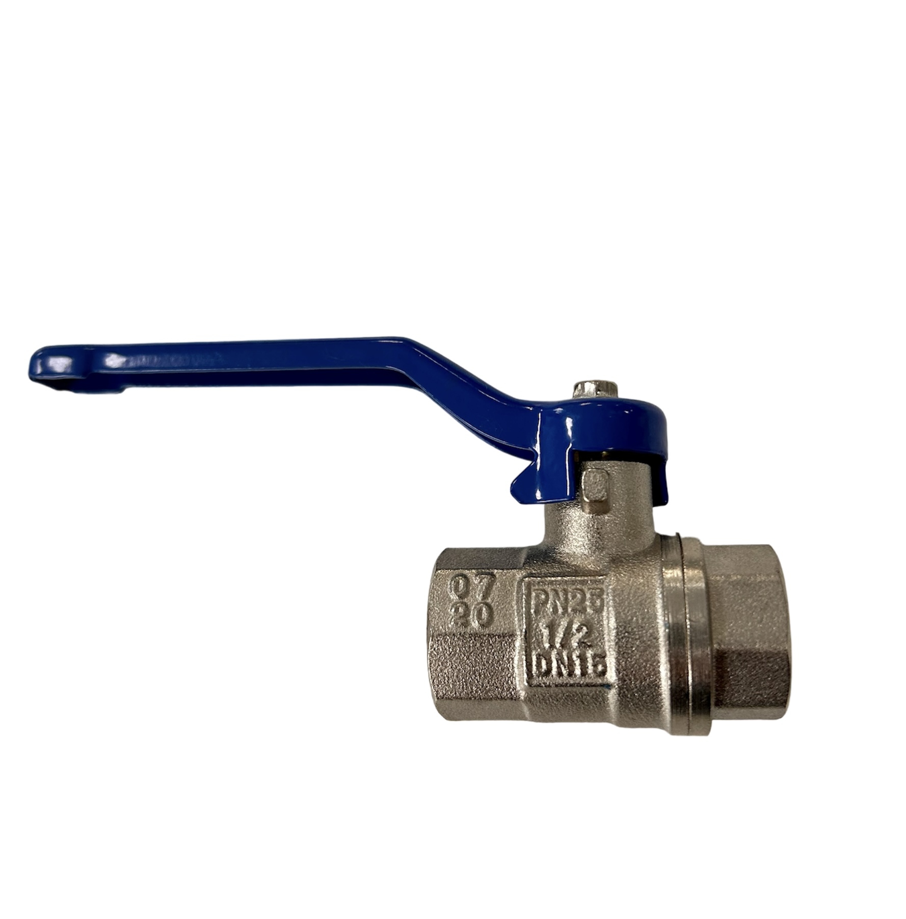 Metall-Kugelhahn mit Innengewinde auf beiden Seiten, zur sicheren Steuerung von Flüssigkeiten oder Gasen in Rohrsystemen.