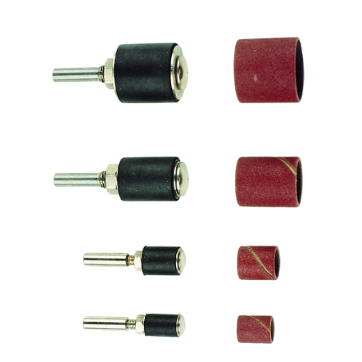 Vielseitiges Schleifwalzen-Set SLW-SET in den Größen 9, 12, 18 und 25 mm für präzises Schleifen und Oberflächenbearbeitung in Werkstatt und Handwerk.