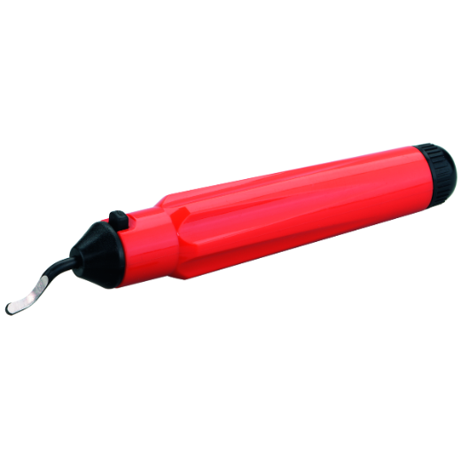 Abbildung eines Entgratungsmessers, das zum sauberen Entfernen von Graten an Metall-, Kunststoff- oder Holzoberflächen verwendet wird, um glatte Kanten und sichere Werkstücke zu erzielen.