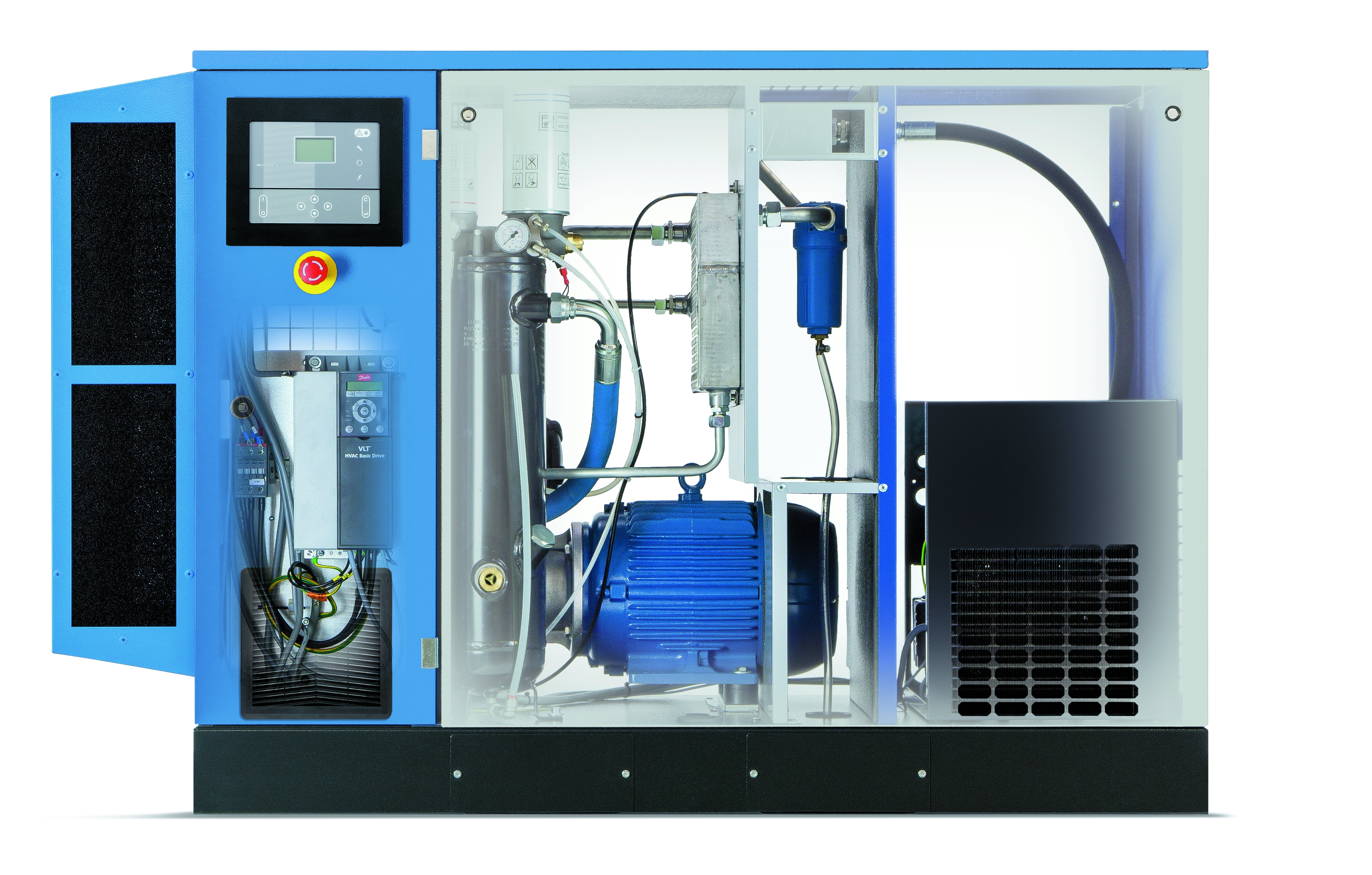 Leistungsstarker Schraubenkompressor ALLEGRO für kontinuierliche Druckluftversorgung in Industrie und Werkstatt.