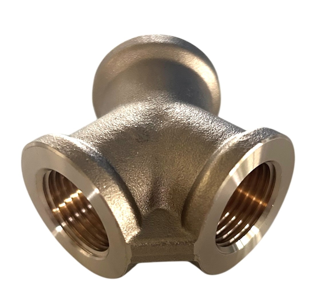 Zweierverteiler R 1/2" zur Aufteilung von Druckluftleitungen auf zwei Anschlüsse, ideal für Werkstatt und Industrie.