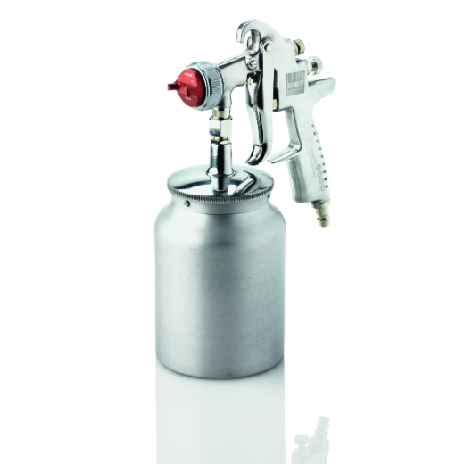 Ergonomische Farbspritzpistole, ideal für gleichmäßiges Auftragen von Lacken, Farben und Beschichtungen.