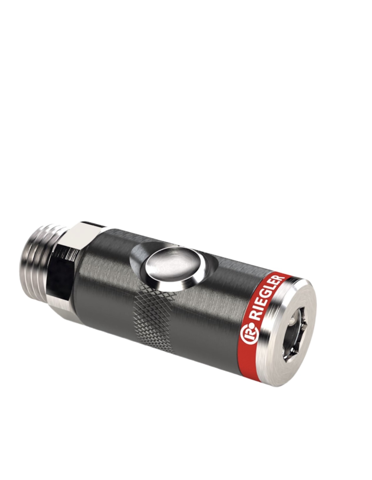 Robuste Druckknopf-Sicherheitskupplung für Druckluftsysteme, ermöglicht schnelle und sichere Verbindungen und verhindert unbeabsichtigtes Lösen.