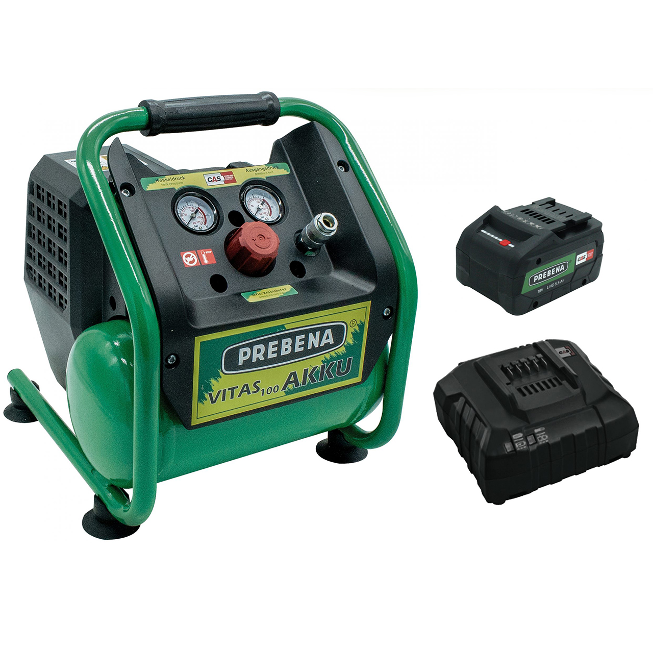 VITAS100-AKKU Kompressor für mobile Druckluftanwendungen ohne Stromanschluss; kompakt, leicht und ideal für Werkstatt, Heimgebrauch oder unterwegs