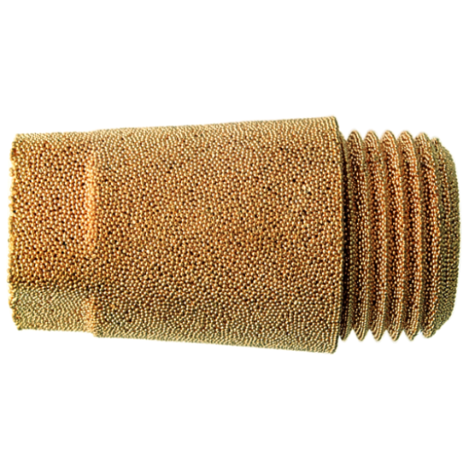 Abbildung eines Schalldämpfers, der zur Reduzierung von Abluftgeräuschen in Pneumatik- und Druckluftanlagen eingesetzt wird, für einen leiseren und effizienteren Betrieb.