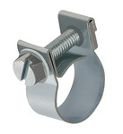 Spannbackenschelle aus glanzverzinktem Stahl mit 16 mm Durchmesser, ideal zum sicheren Befestigen von Rohren und Schläuchen.